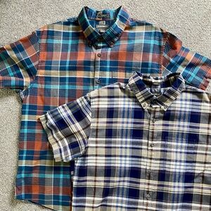 Mens Eddie Bauer Short Sleeve Cotton Large Button down Shirts Plaid